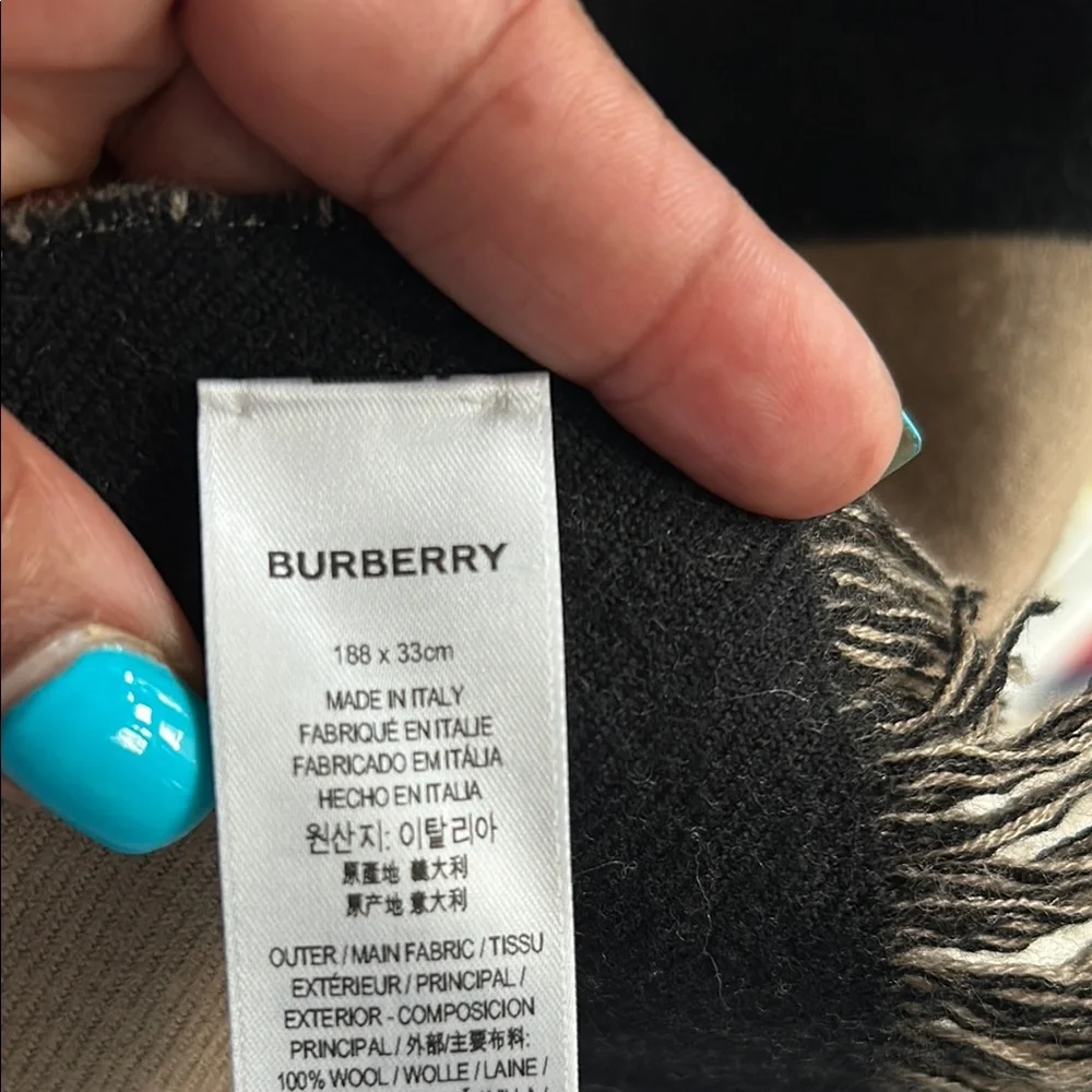 Burberry Beige and Black Logo Scarf Wrap - Picture 6 of 10